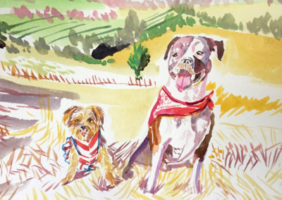 dogs watercolor painting